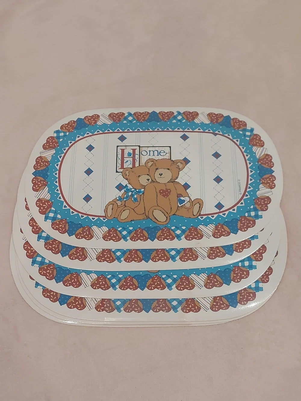 Set of 6 Vintage HOME Teddy Bear Vinyl Placemats NWT